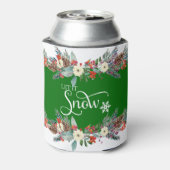 Kerst bloem grens-Laat het sneeuwtypografie 2 Blikjeskoeler (Blikje Achterkant)