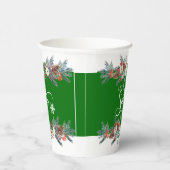 Kerst bloem grens-Laat het sneeuwtypografie 2 Papieren Bekers (Rechts)