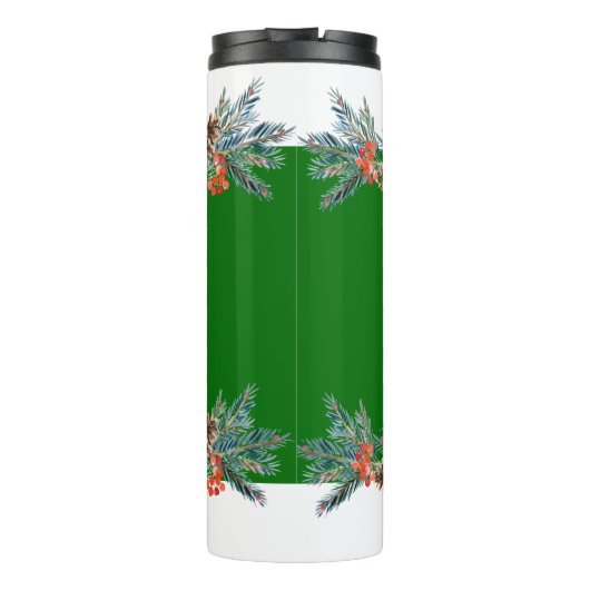 Kerst bloem grens-Laat het sneeuwtypografie 2 Thermosbeker (Achterkant)