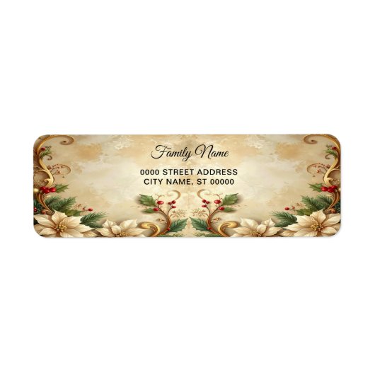Kerst Bloem Kerst Retouradres Label (Voorkant)