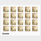 Kerst Bloem Kerststickers Vierkante Sticker (Vel)