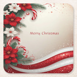 Kerst Bloem Kerststokjes Vakantie Papieren Onderze Kartonnen Onderzetters