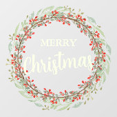 Kerst Bloem krans Vrolijk Kerstfeest Raamsticker (Vel)