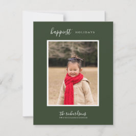 Kerst Bloem Poinsettia Eenvoudig Groen Feestdagenkaart