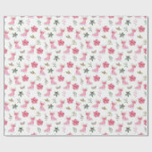 Kerst Bloem Roze Schaatsen Cadeaupapier (Vlak)