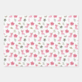 Kerst Bloem Roze Schaatsen Inpakpapier Vel (Voorkant)