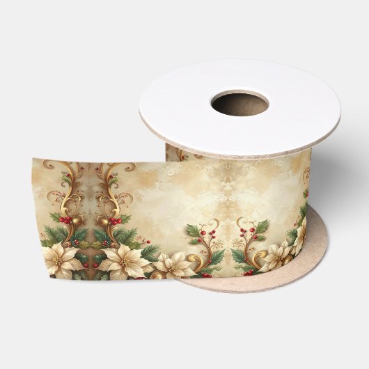 Kerst Bloem Satijnen Lint (Spoel)