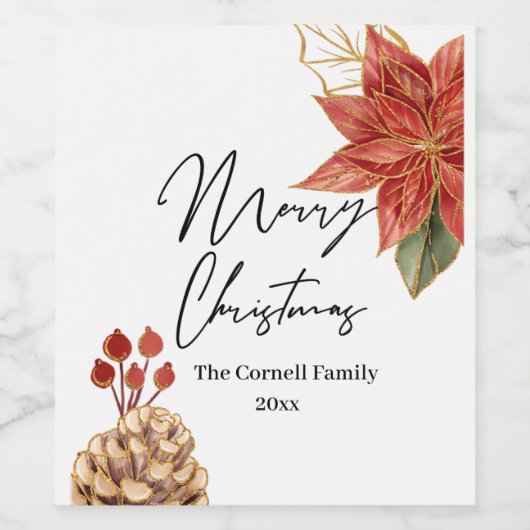 Kerst Bloem Voedsel en Drank Etiket Set (Enkel label)