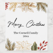 Kerst Bloem Voedsel en Drank Etiket Set (Enkel label)