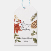 Kerst Bloem Waterverf Cadeaulabel (Voorkant)