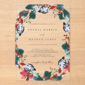 Kerst Bloemblad Clear Wedding Acryl Acryl Uitnodigingen (Voorkant)