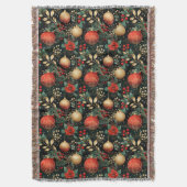 Kerst Bloemen Berry Goud Rood Ornament Deken (Voorkant Verticaal)