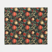 Kerst Bloemen Berry Goud Rood Ornament Kind Fleece Deken (Voorkant (Horizontaal))