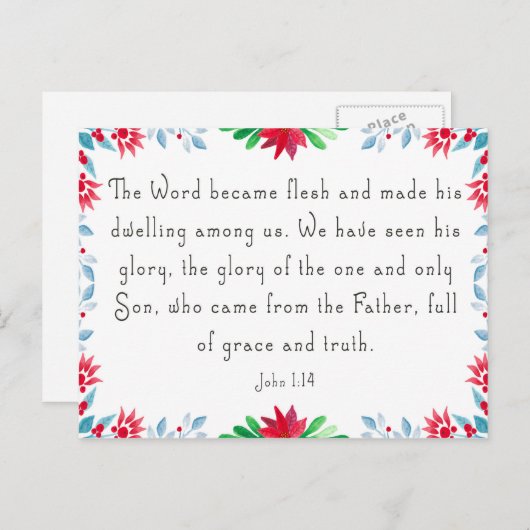 Kerst Bloemen Bijbelvers Briefkaart (Voorkant / Achterkant)