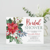 Kerst Bloemen Bruids Douche Uitnodiging (Staand voorkant)