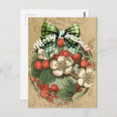 Kerst  Bloemen en bessen Collage Briefkaart (Voorkant / Achterkant)