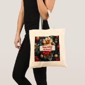 Kerst Bloemen Gepersonaliseerde Chef Kerstcadeau Tote Bag (Voorkant (product))