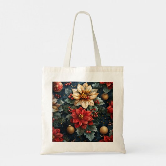 Kerst Bloemen Gepersonaliseerde Chef Kerstcadeau Tote Bag (Achterkant)