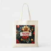 Kerst Bloemen Gepersonaliseerde Chef Kerstcadeau Tote Bag (Voorkant)