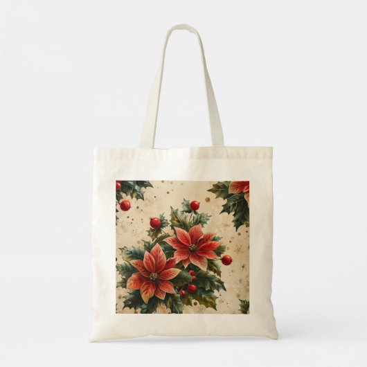 Kerst Bloemen Gepersonaliseerde Chef Kerstcadeau Tote Bag (Achterkant)