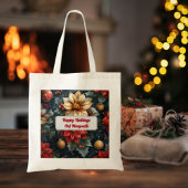 Kerst Bloemen Gepersonaliseerde Chef Kerstcadeau Tote Bag