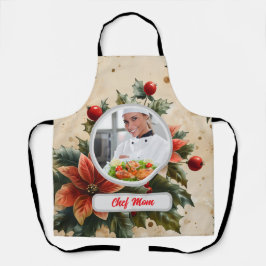 Kerst Bloemen Gepersonaliseerde Chef Mam Foto Schort
