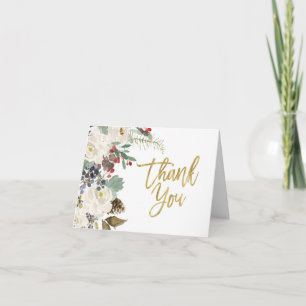 Kerst Bloemen Gevouwen Dank u Kaart