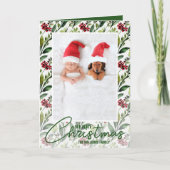 Kerst Bloemen Gevouwen Foto Feestdagen Kaart (Voorkant)