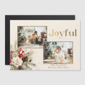 Kerst Bloemen Goud Vrolijke Tekst 2-Foto (Voorkant / Achterkant)