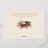 Kerst Bloemen Goud Vrolijke Tekst 2-Foto Folie Feestdagenkaart (Achterkant)