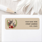 Kerst Bloemen Herten Adreslabel Etiket (Insitu)