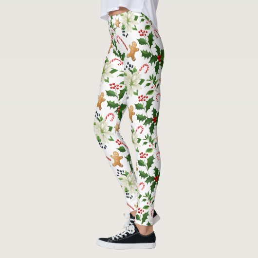 Kerst Bloemen Holly Candy Canes Gingerbread Leggings (Links)