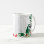 Kerst Bloemen krans houten planken Koffiemok (Voorkant rechts)