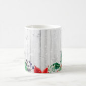 Kerst Bloemen krans houten planken Koffiemok (Center)