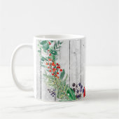 Kerst Bloemen krans houten planken Koffiemok (Links)