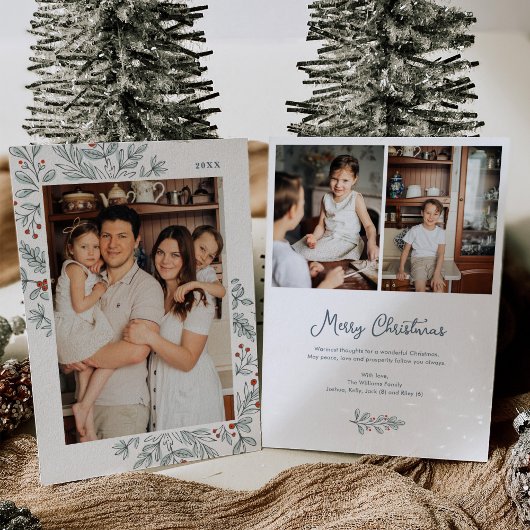 Kerst Bloemen Lijst Foto Vakantie Kaart