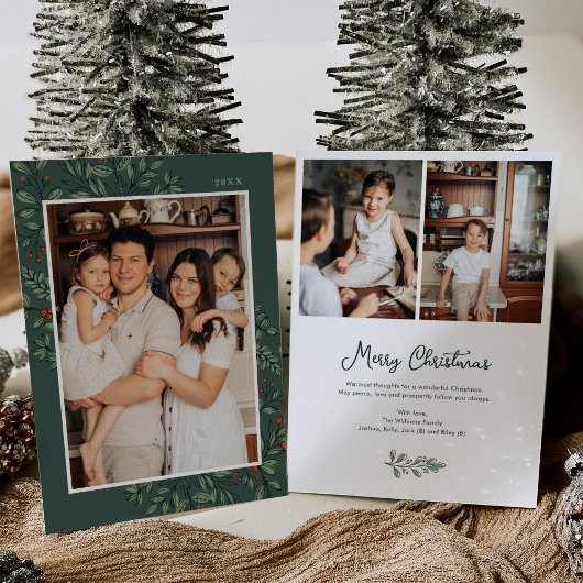 Kerst Bloemen Lijst Foto Vakantie Kaart