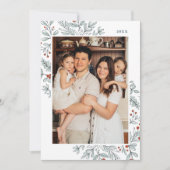 Kerst Bloemen Lijst Foto Vakantie Kaart (Voorkant)