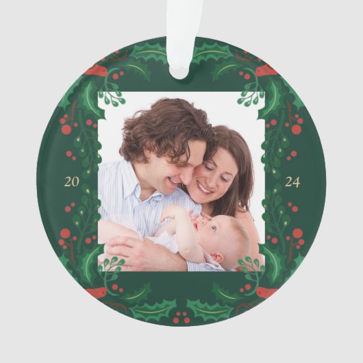 Kerst Bloemen Lijst Gepersonaliseerde Acryl Ornament (voorkant)