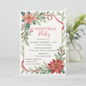 Kerst Bloemen Lijst Vakantie Party Kaart (Staand voorkant)