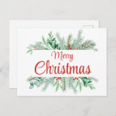 Kerst Bloemen Lijst Vrolijk Kerstfeest Feestdagenkaart (Voorkant / Achterkant)