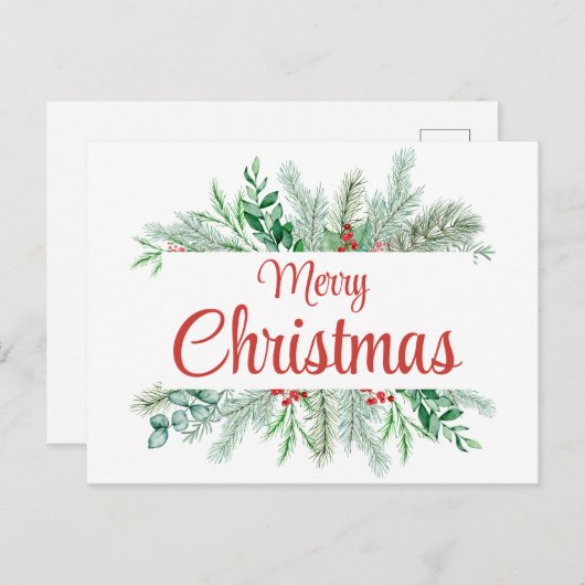 Kerst Bloemen Lijst Vrolijk Kerstfeest Feestdagenkaart (Voorkant / Achterkant)