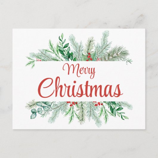 Kerst Bloemen Lijst Vrolijk Kerstfeest Feestdagenkaart (Voorkant)