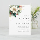 Kerst Bloemen Moderne bruiloft Kaart (Staand voorkant)