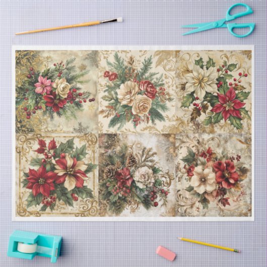 Kerst Bloemen Onderzetter Set Tissuepapier (Craft)