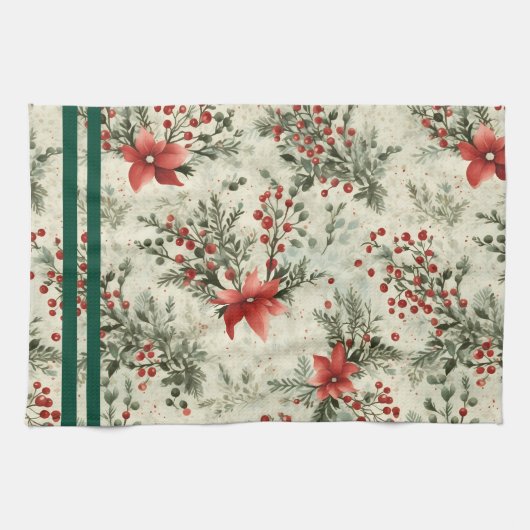 Kerst Bloemen Ontwerp Keuken Handdoeken (Horizontaal)