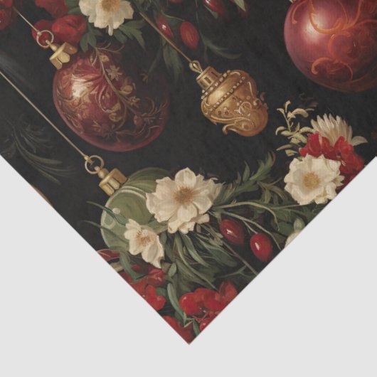 Kerst Bloemen Ornamenten Decoupage Tissuepapier (Detail)