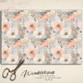 Kerst Bloemen Pastel Peach & Grey Waterverf Tissuepapier