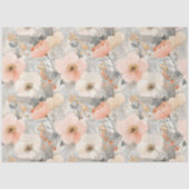 Kerst Bloemen Pastel Peach & Grey Waterverf Tissuepapier (Voorkant)