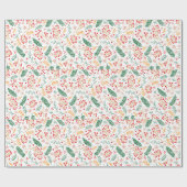 Kerst Bloemen patroon Cadeaupapier (Vlak)